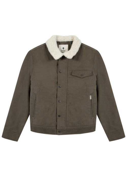 Blouson en coton kaki pourvu d'une coupe droite...