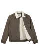 Thumbnail Blouson en coton kaki pourvu d'une coupe droite et d'un col en sherpa - Image 3