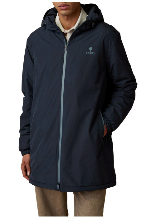 Parka bleu marine mi-longue pourvue d'une coupe...