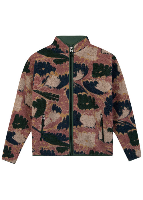 Sweat zippé multicolore orné de motifs feuillage à coupe droite