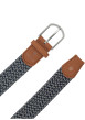 Thumbnail Ceinture tressée élastique bleu marine et beige à empiècements marron - Image 2