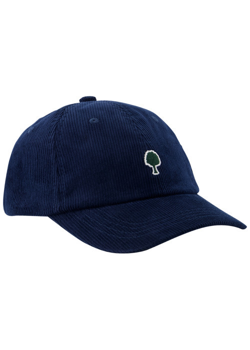 Casquette en coton recyclé côtelé bleu marine ornée du logo brodé