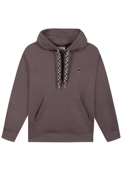 Sweat prune avec un col à capuche agrémenté de cordons multicolores