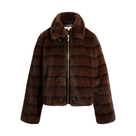 Blouson marron pourvu d'une coupe droite et...