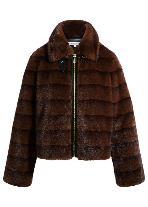 Blouson marron pourvu d'une coupe droite et...
