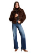 Thumbnail Blouson marron pourvu d'une coupe droite et d'un col à revers - Image 3