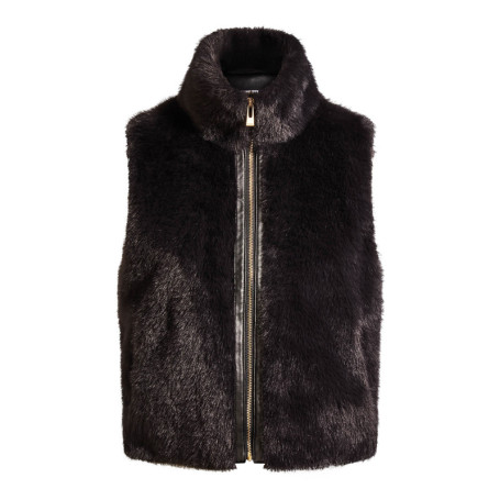 Blouson noir sans manche à coupe droite pourvu...