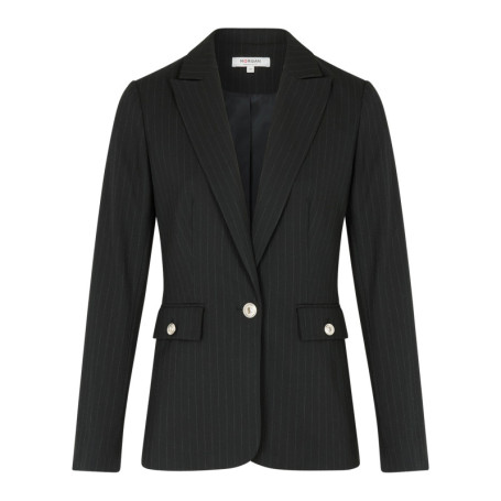 Blazer noir à coupe ajustée pourvu d'un col à...