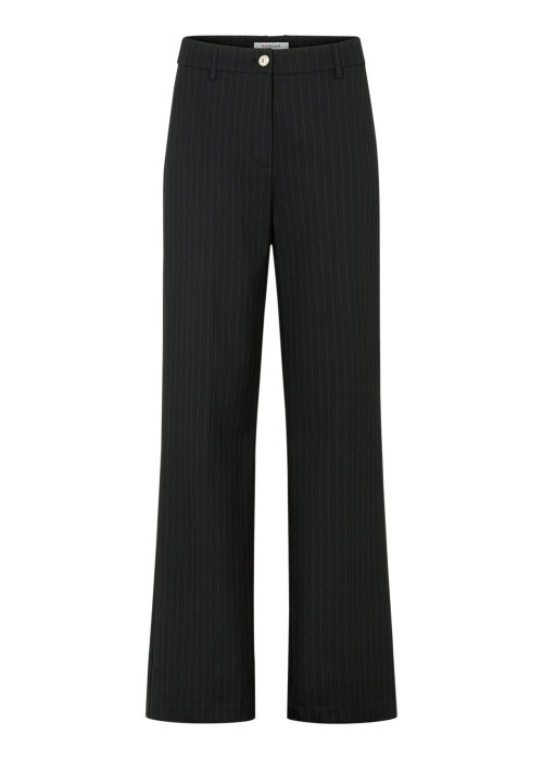 Pantalon chino noir à coupe droite pourvu de passants pour la ceinture