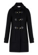 Thumbnail Manteau noir à coupe droite pourvu d'un col à capuche et de manches longues