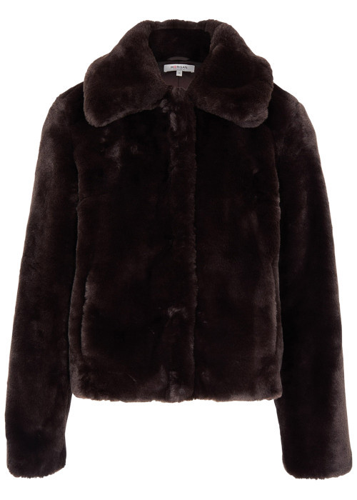 Veste marron à coupe droite pourvue d'un col à...