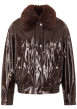 Thumbnail Blouson marron à coupe droite pourvu d'un col à revers et de manches longues