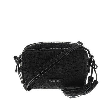 Sac à bandoulière noir en simili-cuir grainé...