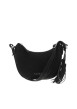 Thumbnail Sac à bandoulière noir incurvé pourvu d'une anse réglable à boucle argentée
