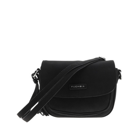 Sac à bandoulière noir en simili-cuir grainé...