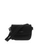 Thumbnail Sac à bandoulière noir en simili-cuir grainé souple avec rabat à logo