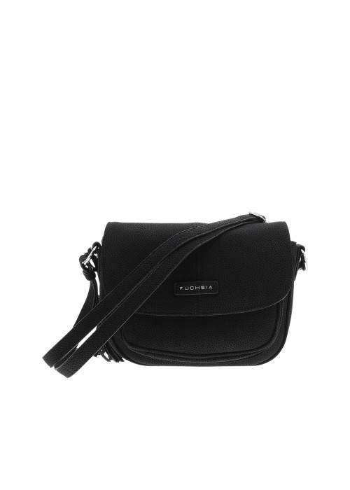 Sac à bandoulière noir en simili-cuir grainé...