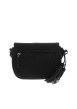 Thumbnail Sac à bandoulière noir en simili-cuir grainé souple avec rabat à logo - Image 3