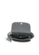 Thumbnail Sac à bandoulière noir en simili-cuir grainé souple avec rabat à logo - Image 4