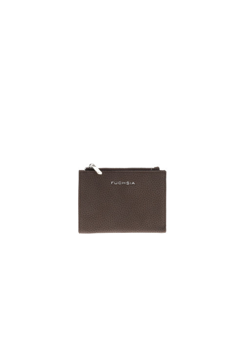 Portefeuille marron en simili-cuir souple avec...