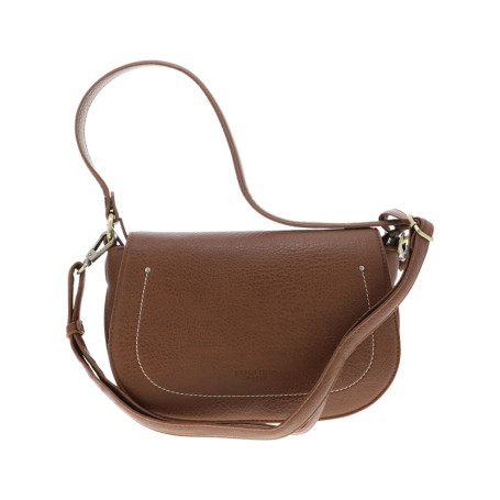 Sac à bandoulière marron en simili-cuir grainé...