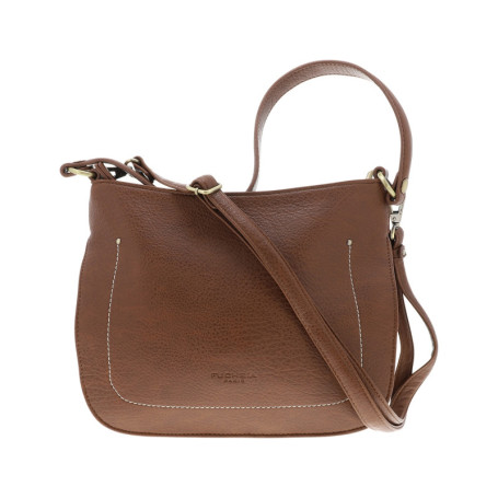 Sac à bandoulière marron imitation cuir grainé...
