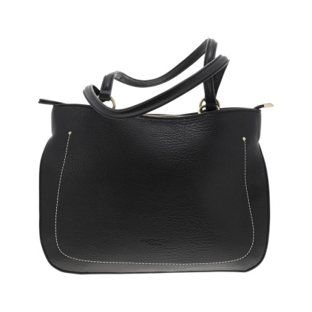 Sac à bandoulière noir en simili-cuir grainé et...