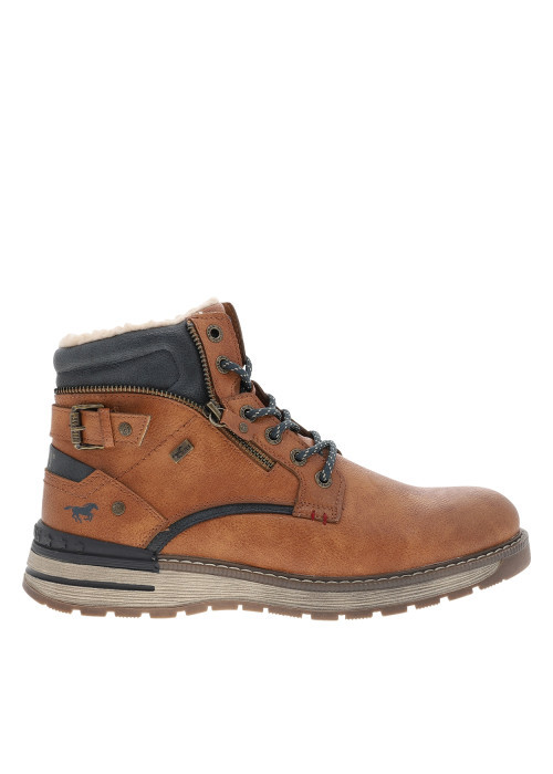 Bottines cognac à talon plat avec un zip et des...