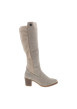 Thumbnail Bottes en cuir nubuck taupe à talon décroché moyen munies d'un zip latéral