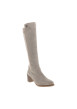 Thumbnail Bottes en cuir nubuck taupe à talon décroché moyen munies d'un zip latéral - Image 2