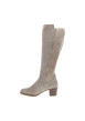 Thumbnail Bottes en cuir nubuck taupe à talon décroché moyen munies d'un zip latéral - Image 3