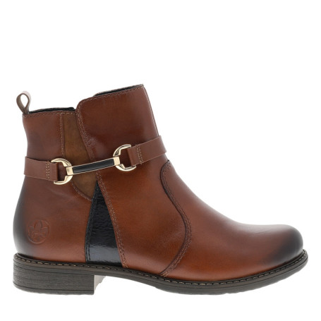 Boots en cuir cognac à talon décroché bas...