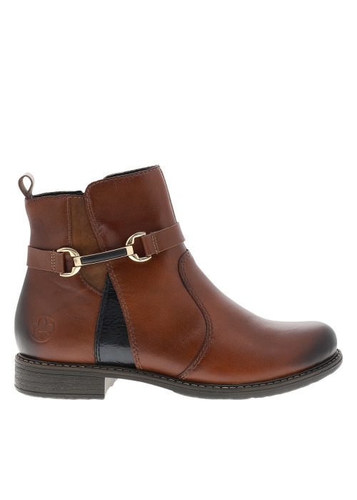 Boots en cuir cognac à talon décroché bas...