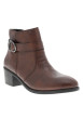 Thumbnail Boots marron à talon décroché haut ornées d'une boucle décorative sur la tige - Image 2