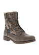Thumbnail Bottines taupe à talon décroché bas munies de lacets et d'un zip latéral - Image 2