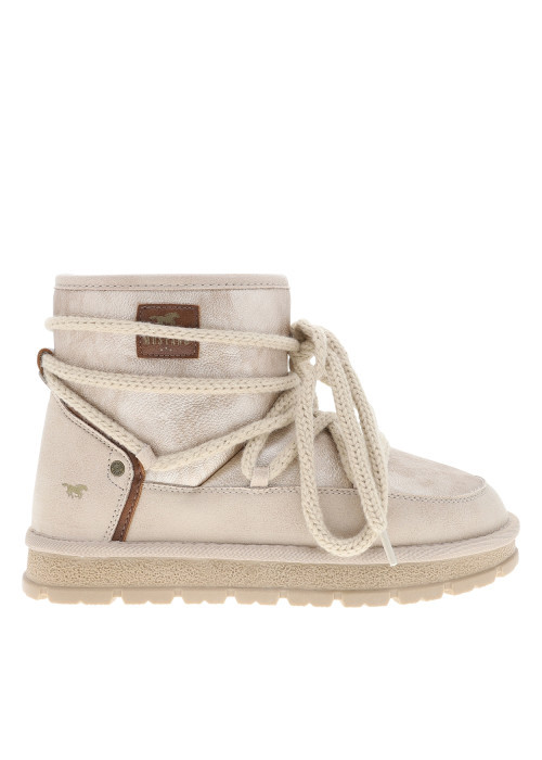 Bottines beiges brillantes à talon plat munies...