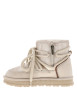 Thumbnail Bottines beiges brillantes à talon plat munies d'un zip et des lacets ronds - Image 3