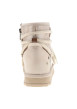 Thumbnail Bottines beiges brillantes à talon plat munies d'un zip et des lacets ronds - Image 4