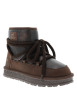 Thumbnail Bottines marron brillantes à talon plat pourvues d'un zip et des lacets ronds - Image 2