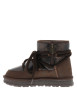 Thumbnail Bottines marron brillantes à talon plat pourvues d'un zip et des lacets ronds - Image 3