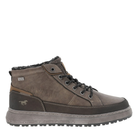 Sneakers montantes brunes à talon plat et logo...