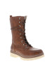 Thumbnail Bottines brunes à talon plat pourvues d'une fermeture zippée et de lacets ronds - Image 2