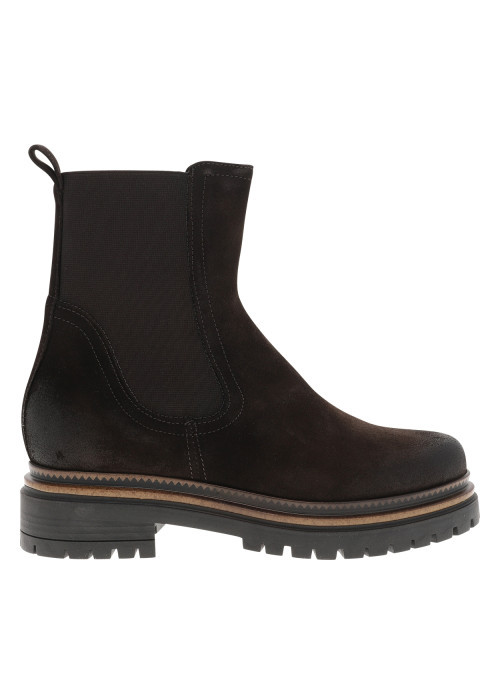 Bottines en cuir marron à talon décroché bas...
