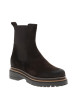 Thumbnail Bottines en cuir marron à talon décroché bas pourvues de soufflets élastiqués - Image 2