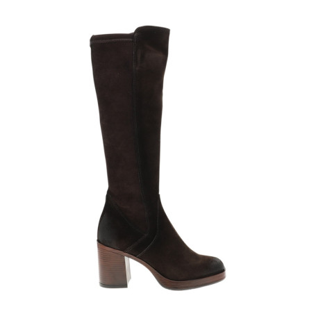 Bottes en cuir marron à talon décroché haut...