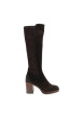 Thumbnail Bottes en cuir marron à talon décroché haut pourvues d'une fermeture zippée
