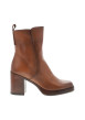 Thumbnail Bottines en cuir camel à talon décroché moyen pourvues d'une fermeture zippée