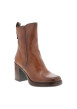 Thumbnail Bottines en cuir camel à talon décroché moyen pourvues d'une fermeture zippée - Image 2