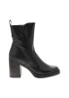 Thumbnail Bottines en cuir noires à talon décroché moyen pourvues d'une fermeture zippée