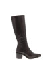 Thumbnail Bottes en cuir marron à talon décroché moyen pourvues d'une fermeture zippée